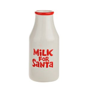 Classic White Ceramic 'Santas Milk' Bottle