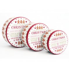 ROUND CHRISTMAS STORAGE TINS