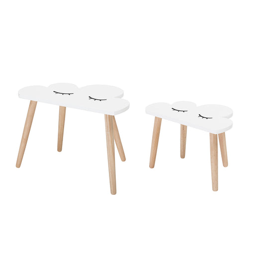 Set of 2 x Table White MDF