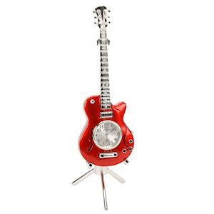 Red Guitar Miniature Clock