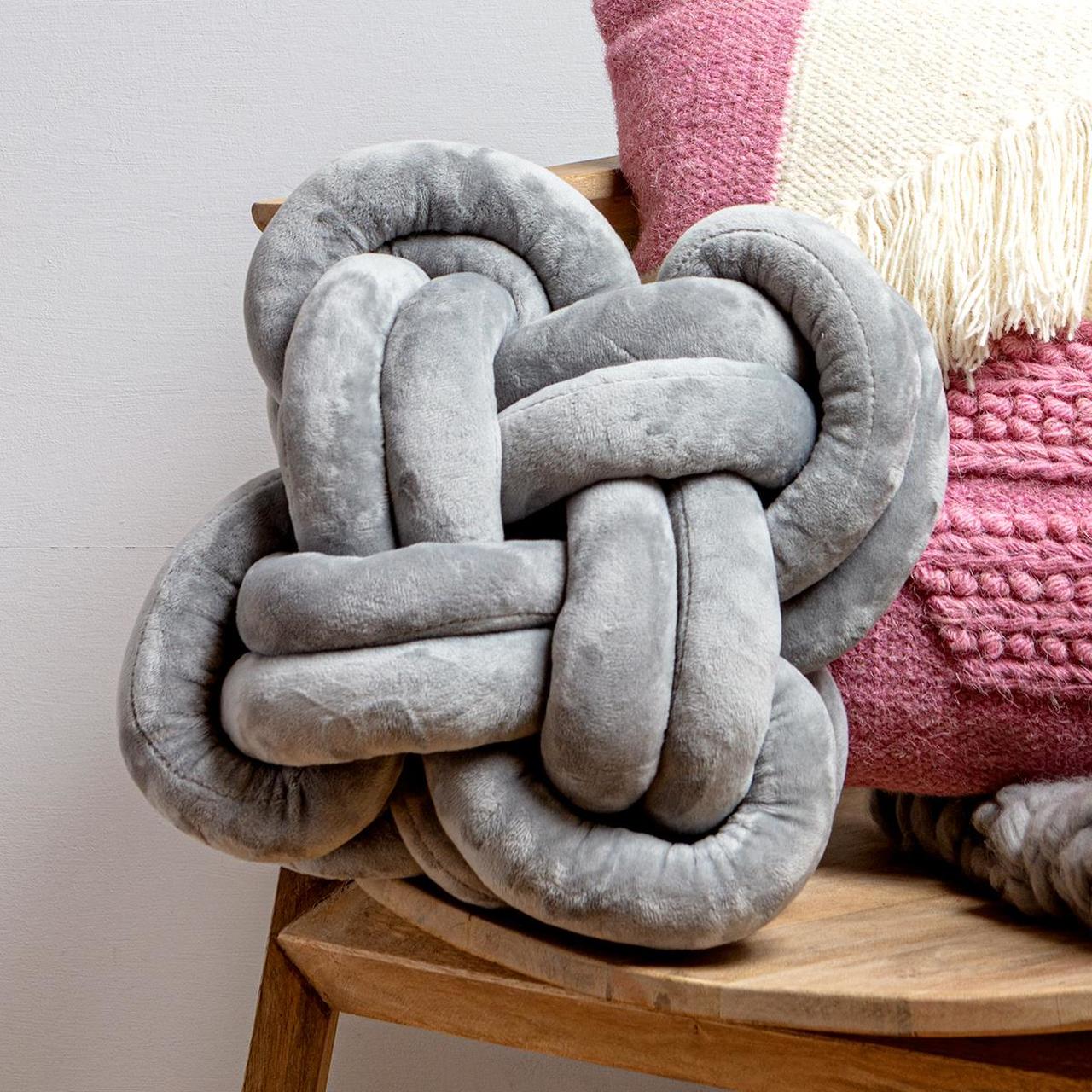 Grey Soft Knot Cushion