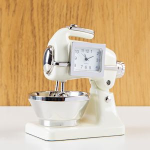 Minature Retro Cream Food Mixer Clock 8cm