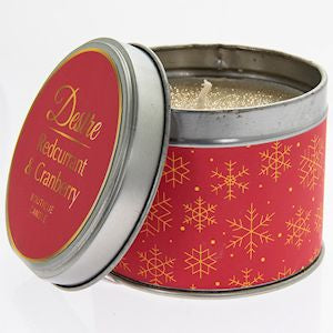 Desire Glitter Candle In Tin Redcurrant And Cranberry 7cm