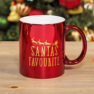 Santa's Favourite Red And Gold Electroplated Mug