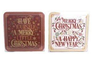 Set Of 4 Christmas Coasters 2 Assorted