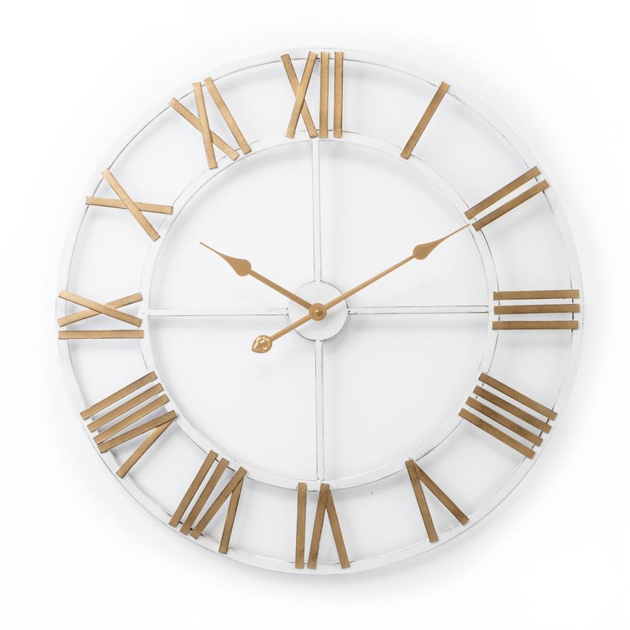 White & Gold Roman Skeleton Clock (XL)