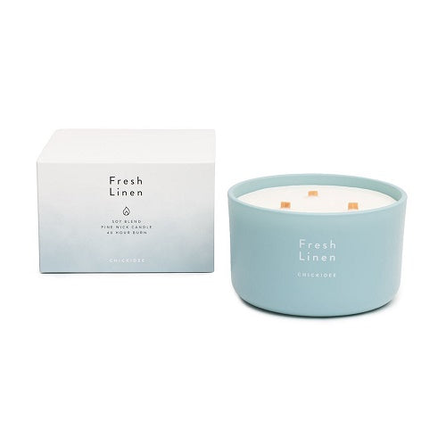 Fresh Linen Three Wick Scented Glass Candle Large