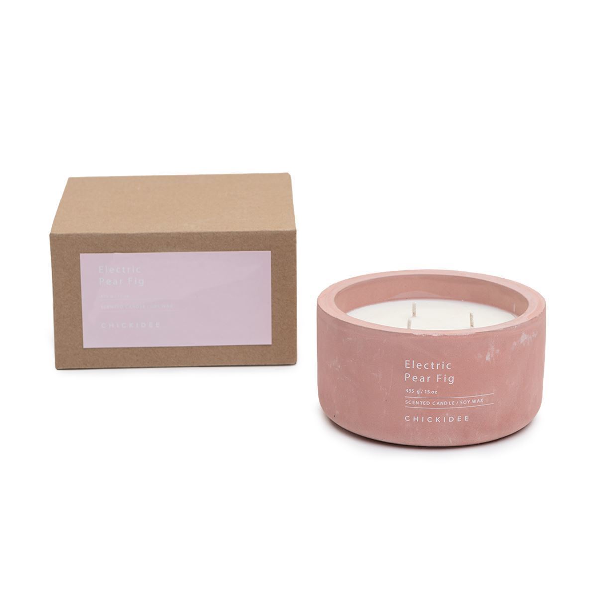 Large Pink Electric Pear Fig Concrete Candle